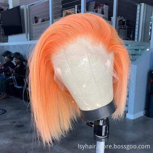 13x4 Short Bob Lace Front Human Hair Wigs Colored Virgin Hair Wigs Pre Plucked 613 Blonde Red Pink Blue Orange Yellow Hair Wigs